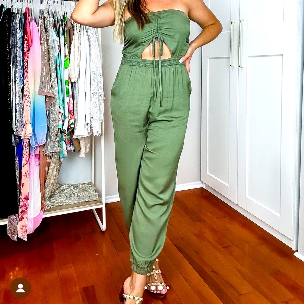 Green Strapless Jumpsuit - Size Small - NEVER BEEN WORN